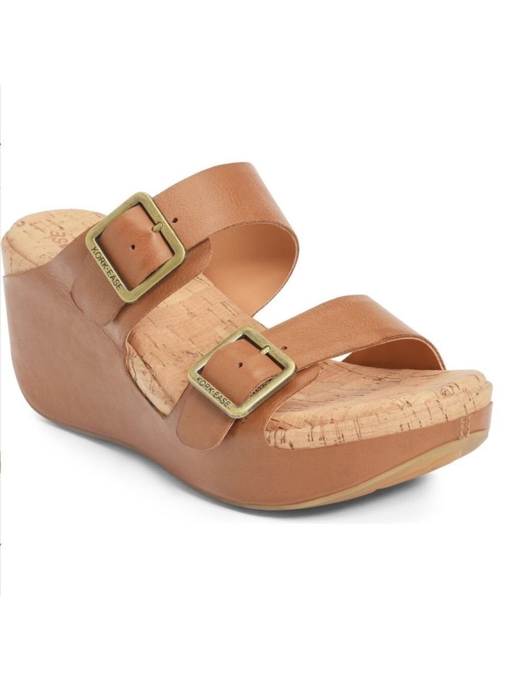 Kork-Ease Grace Soft Brown Leather Wedge Sandal - Size 10, New in Box